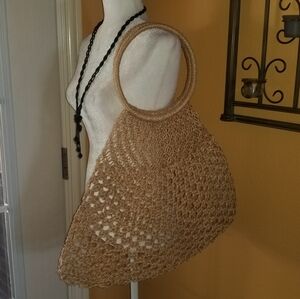 NWOT Crochet Straw Market Bag